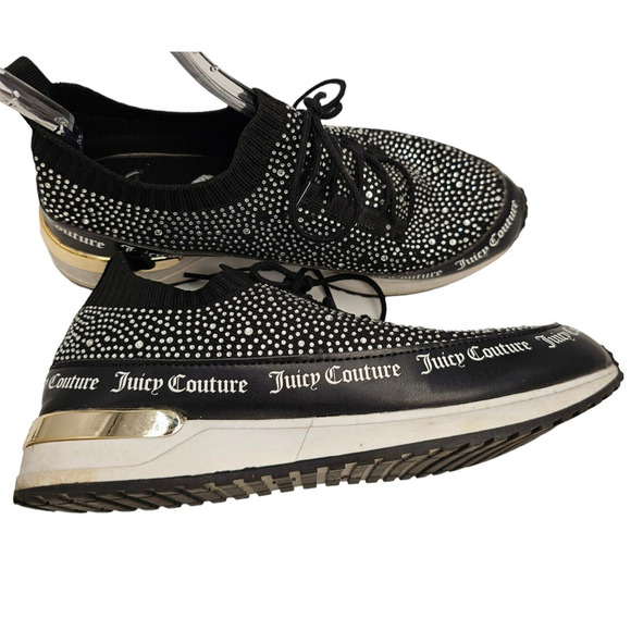 JUICY COUTURE Sneakers Womens Size 10 Bellamy Black Rhinestone Shoes Walking - Picture 4 of 12